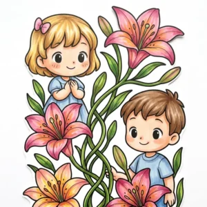 59 Lilies Coloring Pages: Elegant Hand-Drawn Floral Art