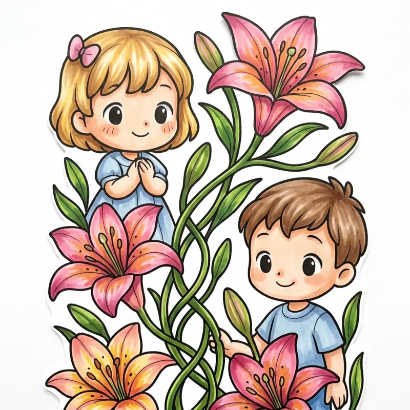 59 Lilies Coloring Pages: Elegant Hand-Drawn Floral Art