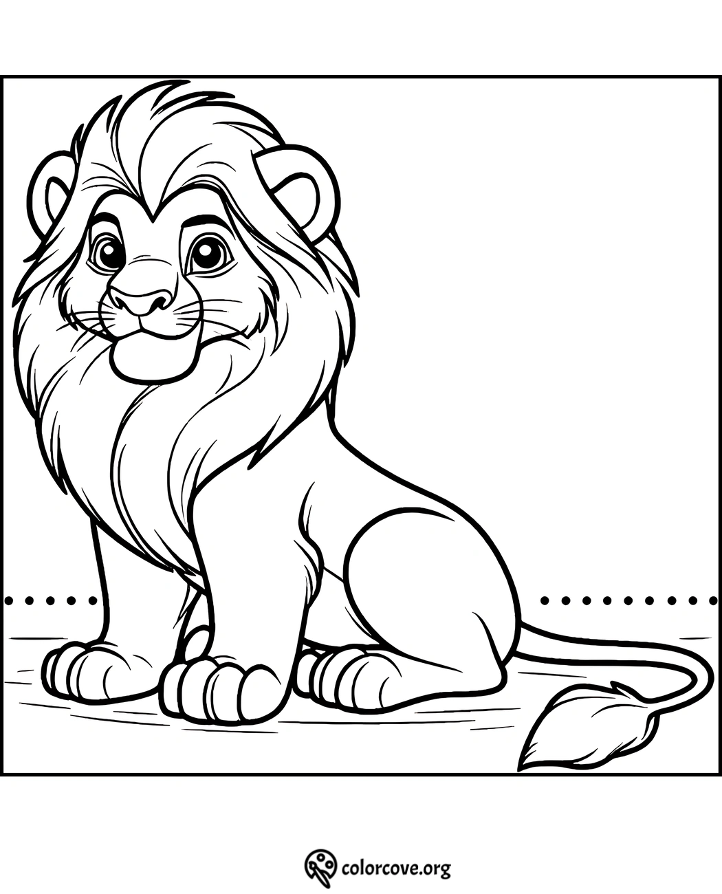 Cute lion cub coloring page from Colorcove.org, perfect for kids to print and color for fun and creativity.