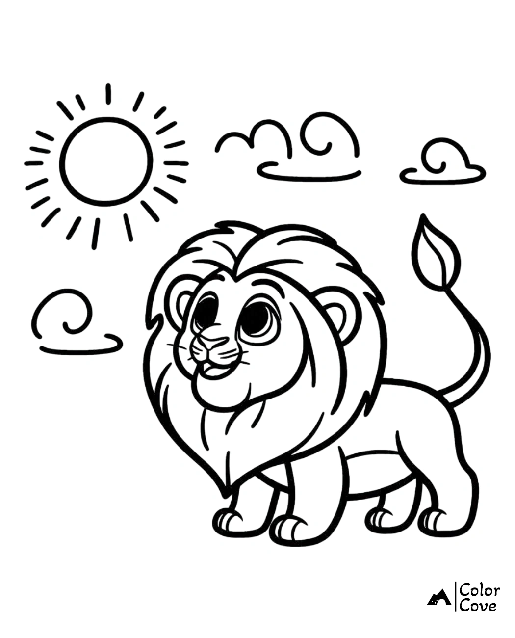 a black and white drawing of a lion