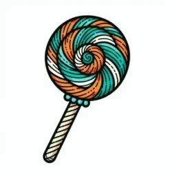 Coloring page of a spiral lollipop with swirls in teal, orange, and white; enhances creativity and relaxation.