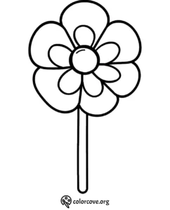 Simple flower coloring page with bold outlines, ideal for kids' art activities and creativity enhancement.