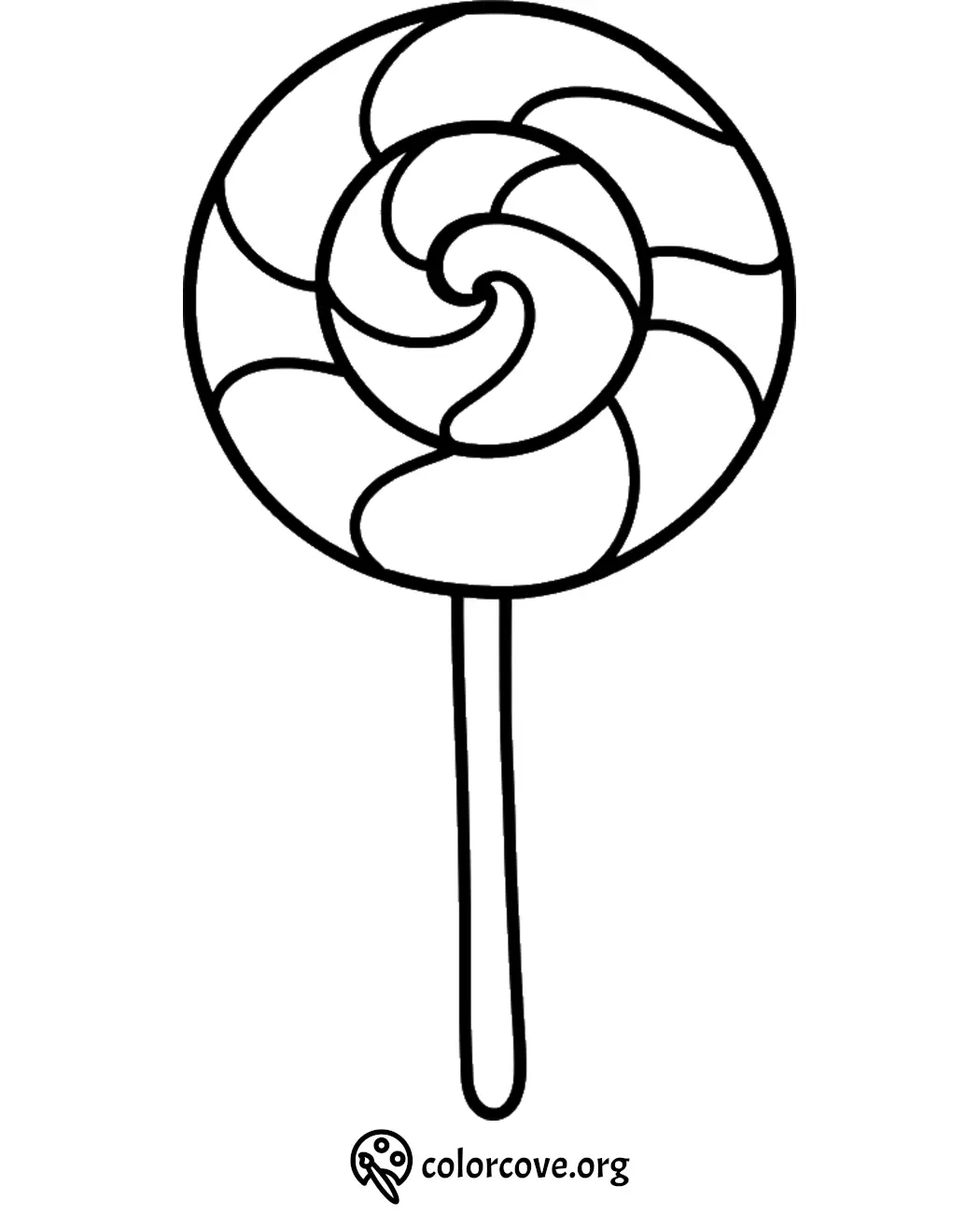 Lollipop coloring page with swirl pattern for kids and adults to enjoy and color creatively.