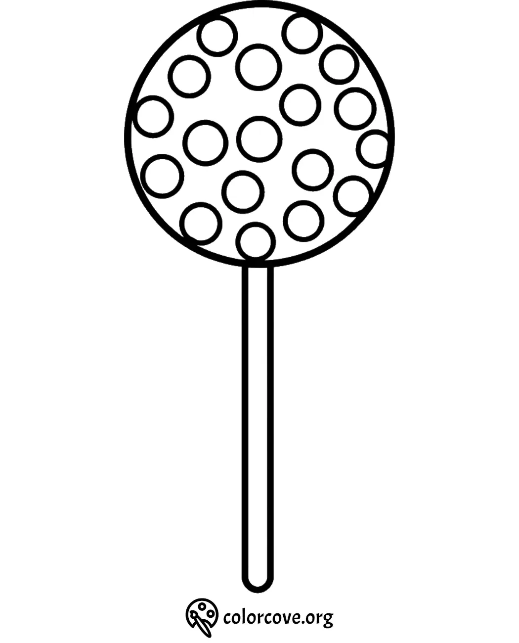 Lollipop coloring page with polka dot pattern for kids to enjoy and color creatively.