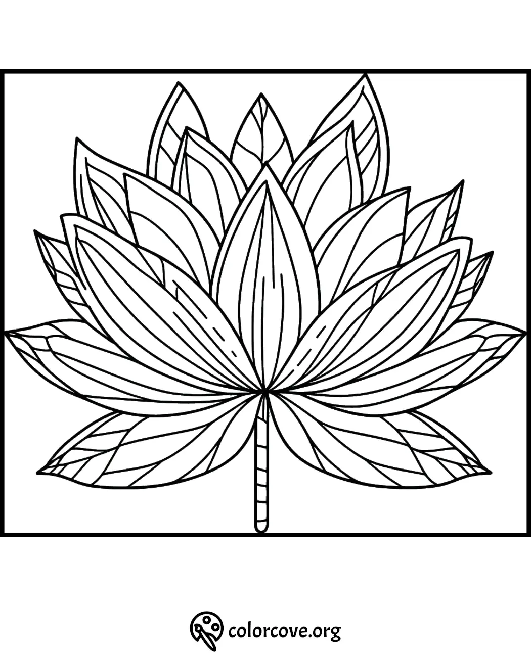 Lotus flower coloring page with intricate patterns for relaxing and creative coloring activities.