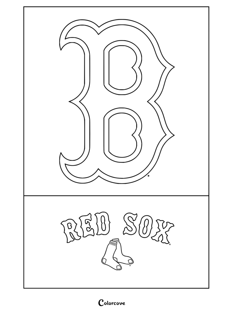 Dibujo para colorear del logo de Boston Red Sox con el diseño oficial del equipo de la MLB.