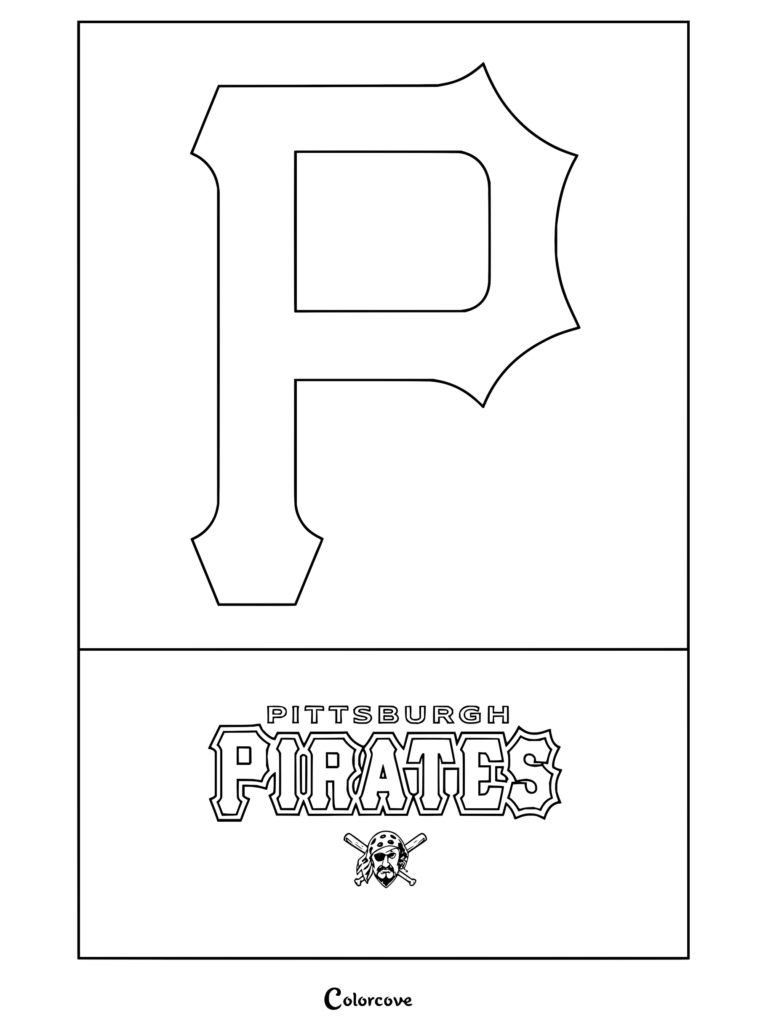 Dibujo para colorear Trends International del logo 22 de Pittsburgh Pirates de la MLB con la icónica insignia del equipo.