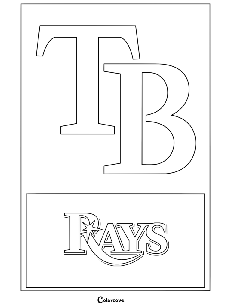 Dibujo para colorear Trends International MLB del logotipo de Tampa Bay Rays con la tipografía del equipo.