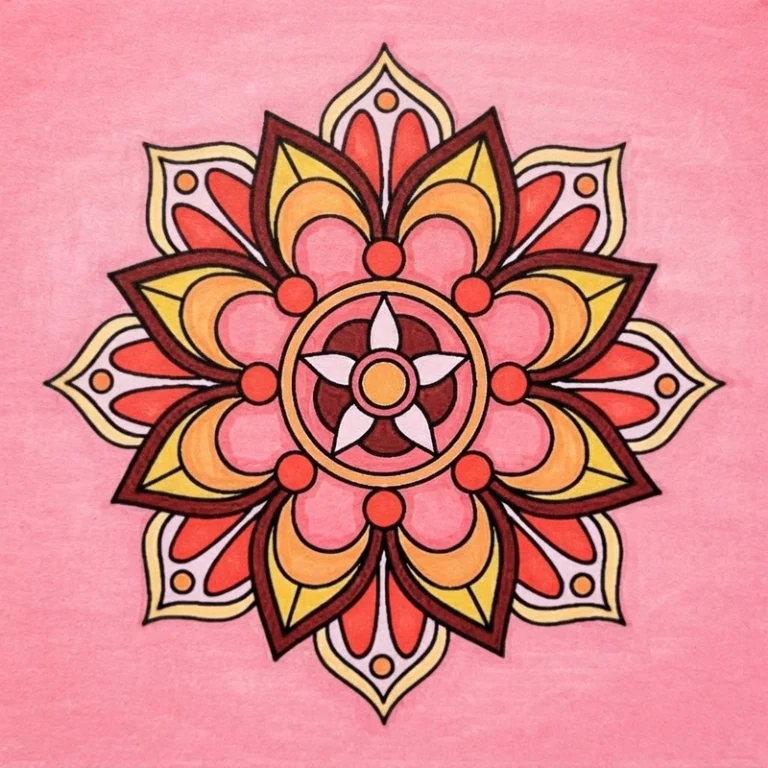 A colorful mandala design suitable as a coloring page.