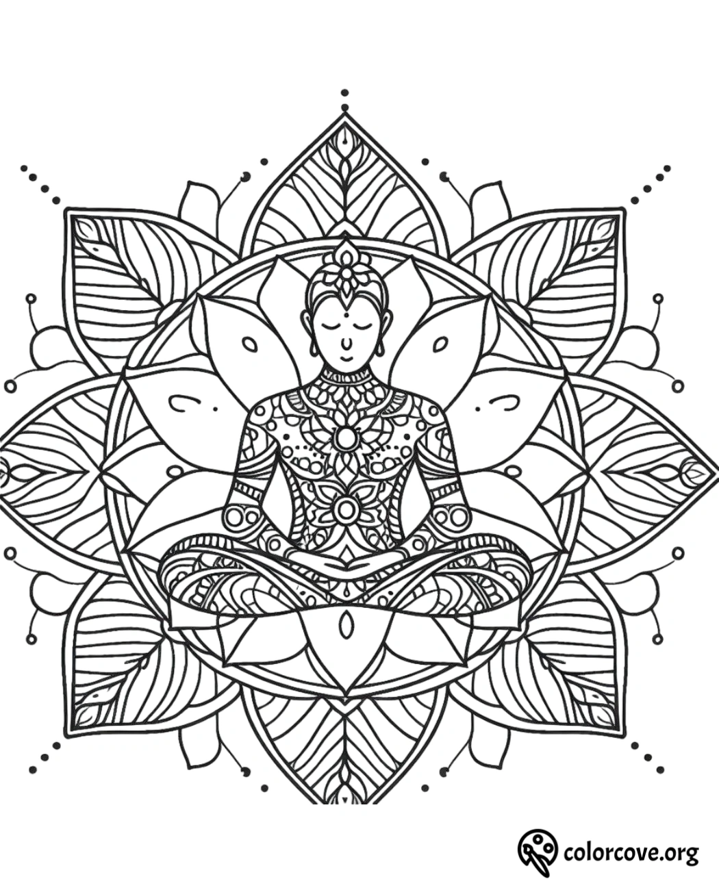 a drawing of a person sitting in a lotus position