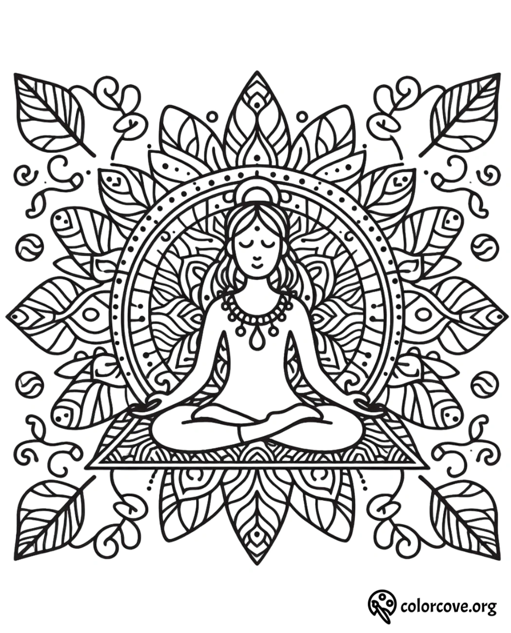 a drawing of a woman sitting in a lotus position