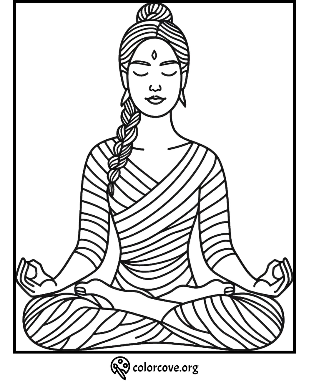 a black and white drawing of a buddha sitting in a lotus position