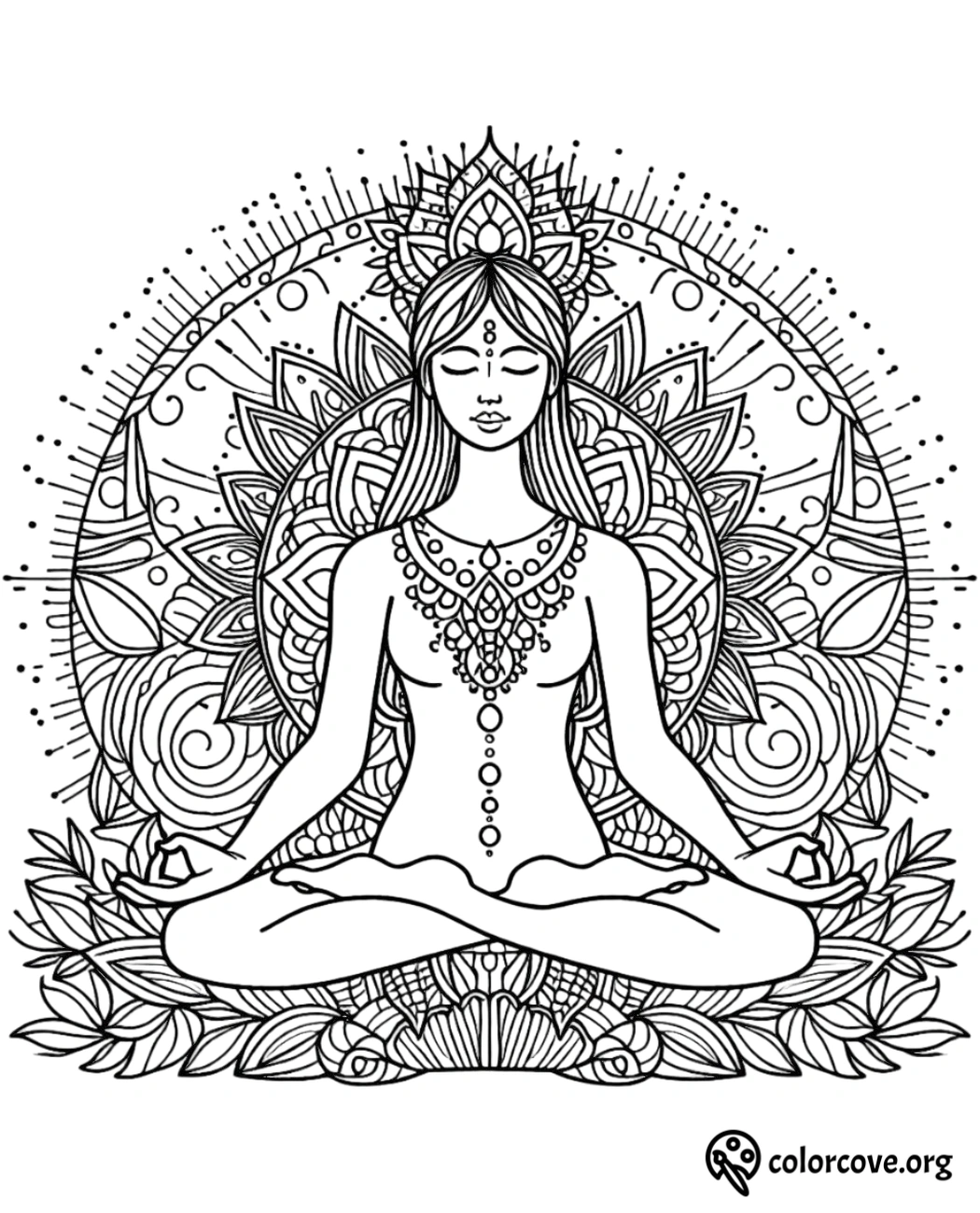 a drawing of a woman sitting in a lotus position