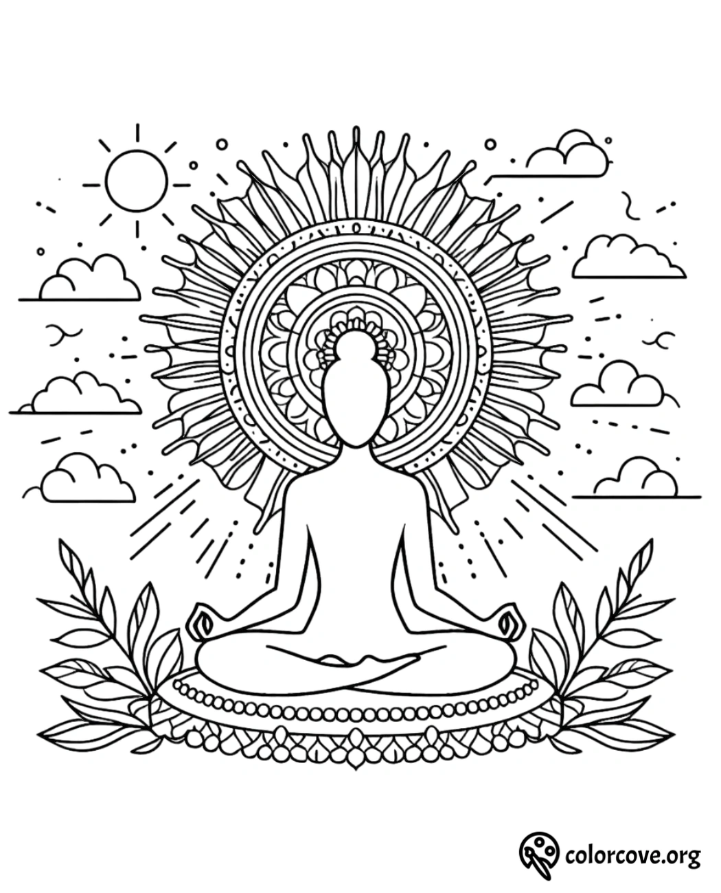 a drawing of a person meditating