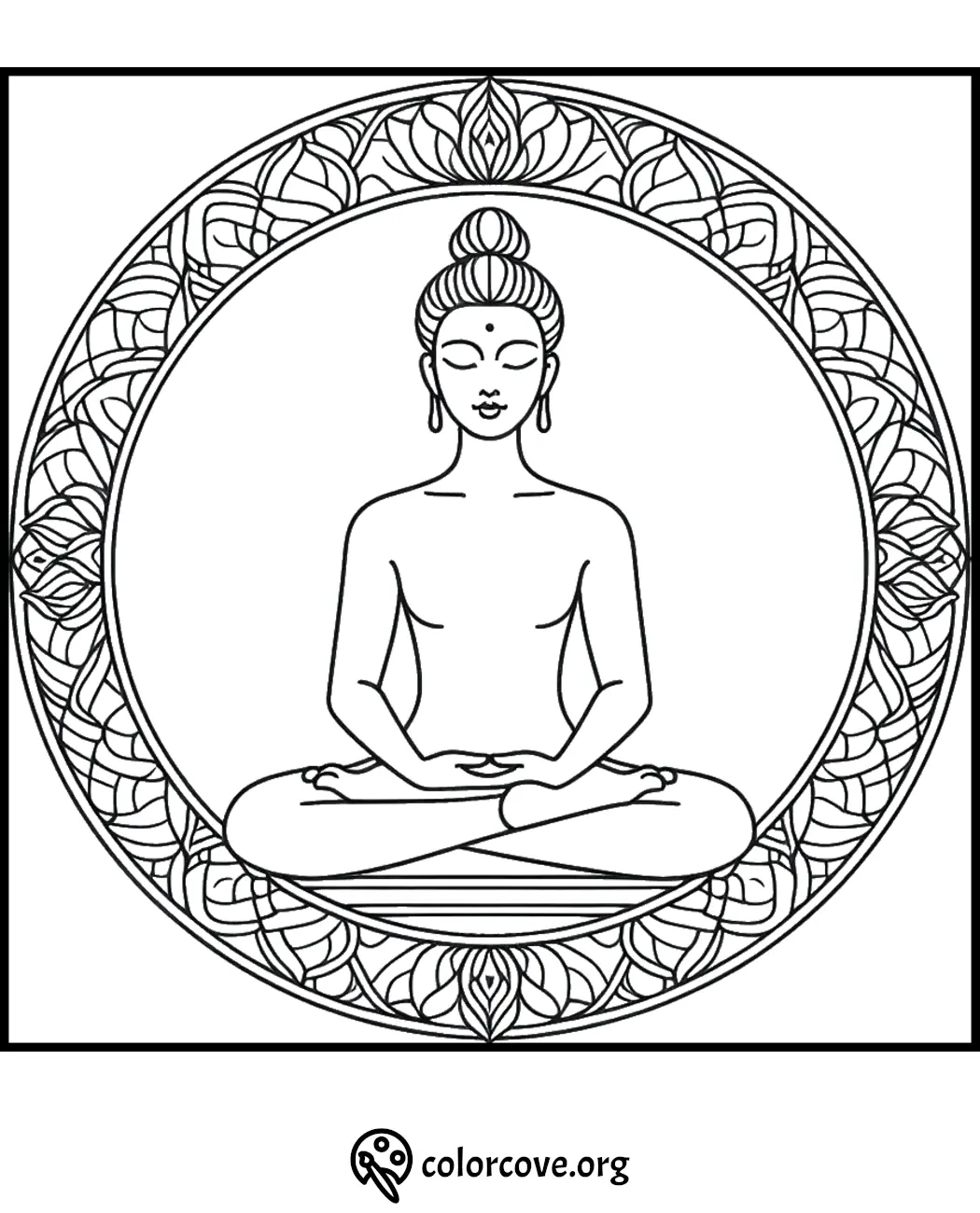 a drawing of a person sitting in a circle