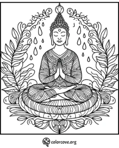 a coloring page of a person sitting in a lotus position