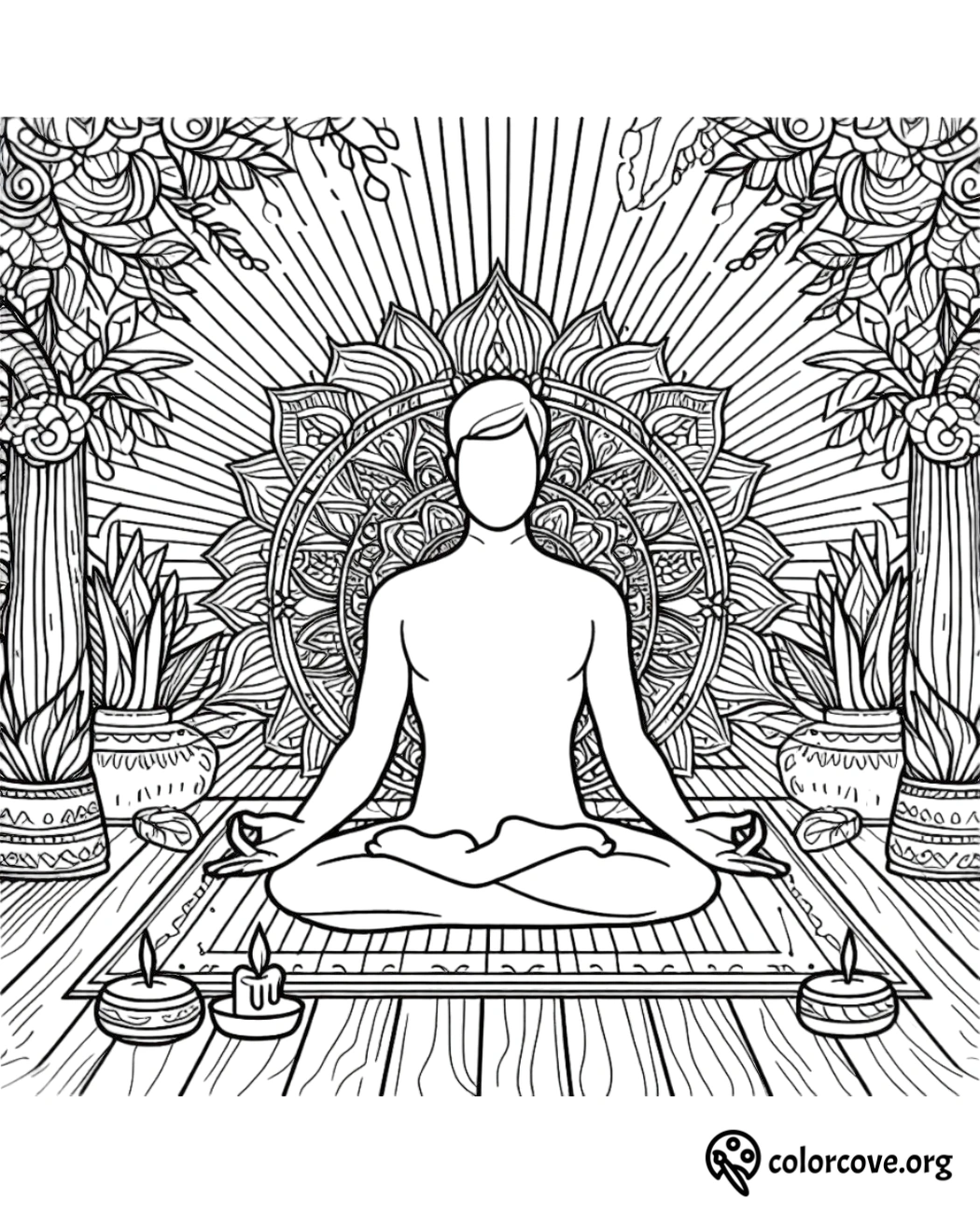 a drawing of a person sitting in a lotus position