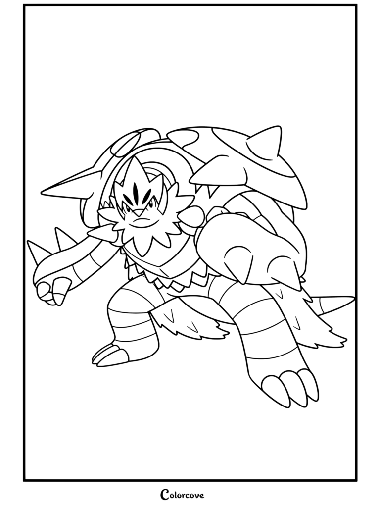 Coloriage de Mega Pokemon de Blindépique prêt pour le combat.