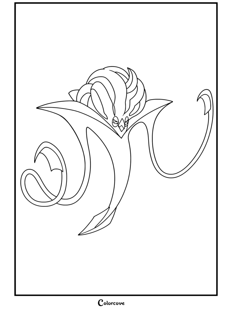 Coloriage de Méga Malamandre présentant une illustration détaillée du personnage unique de Mega Pokemon.