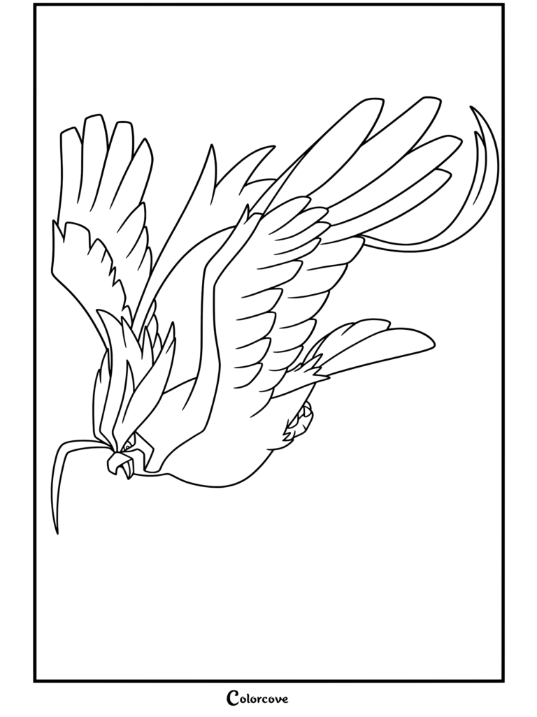 Méga Roucarnage volant dans ce coloriage de Mega Pokemon gratuit.