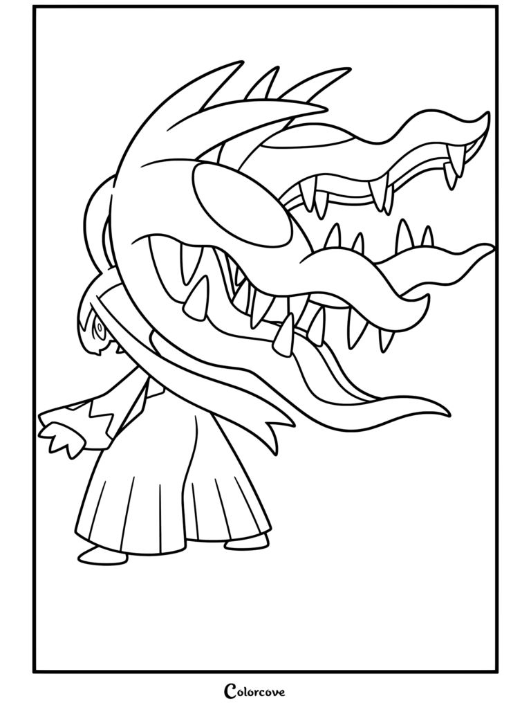 Méga Mawile avec de grandes mâchoires ouvertes révélant des dents acérées et des yeux jaunes en position de combat pour les fans de Mega Pokemon.