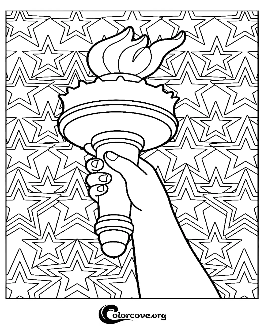 Celebrate American history with this patriotic Statue of Liberty torch coloring page. Download and print this fun, free coloring sheet in seconds for a creative activity.