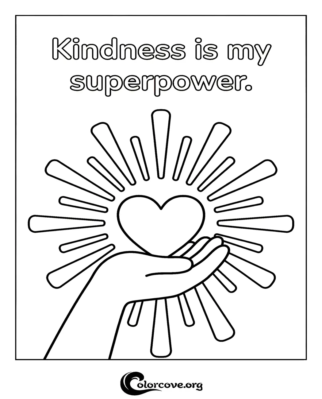 Inspire positivity with this uplifting Kindness is my superpower coloring page. Perfect for kids and adults, this free printable promotes mindfulness and caring values.