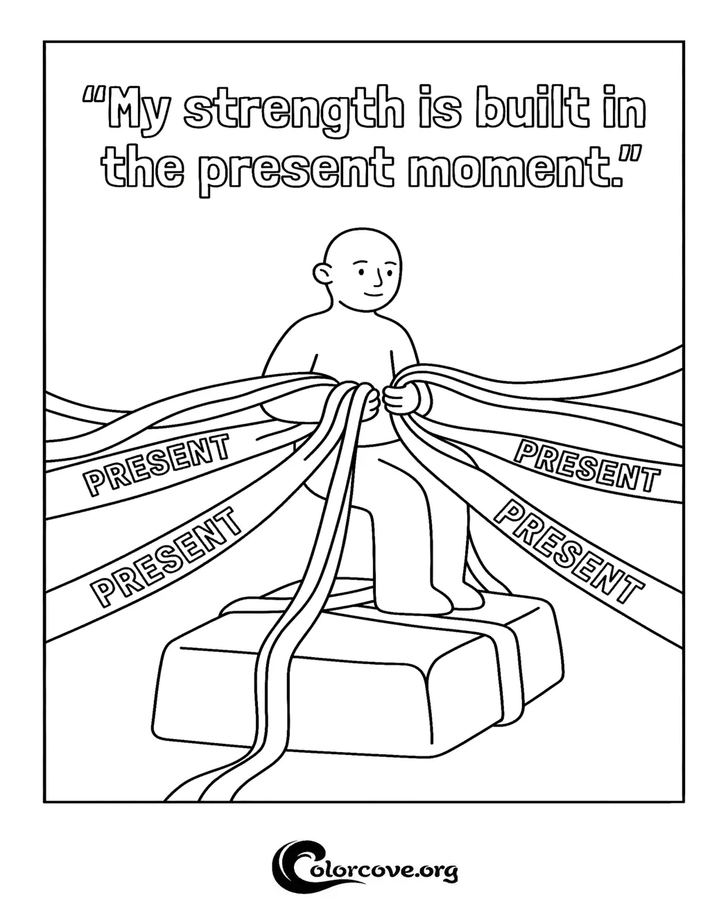 Practice mindfulness and relaxation with this uplifting inspirational quote coloring page. Download, print, and color this positive affirmation art instantly for free.