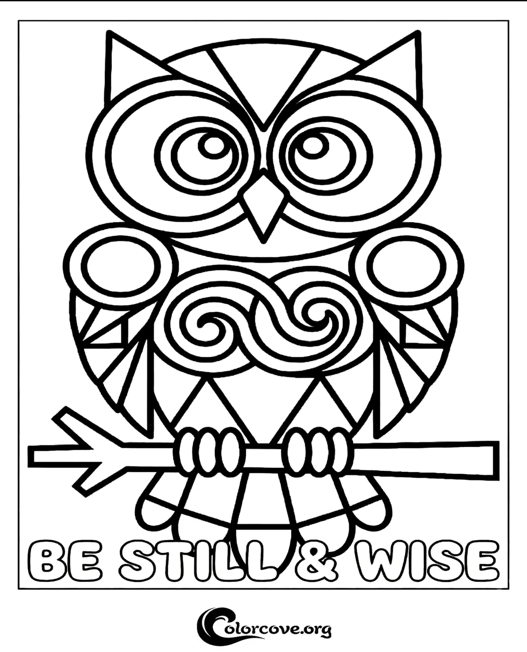 Unwind with this beautiful owl-themed coloring page featuring intricate geometric designs and an uplifting quote. Download and print this free coloring sheet instantly for a relaxing creative activity.