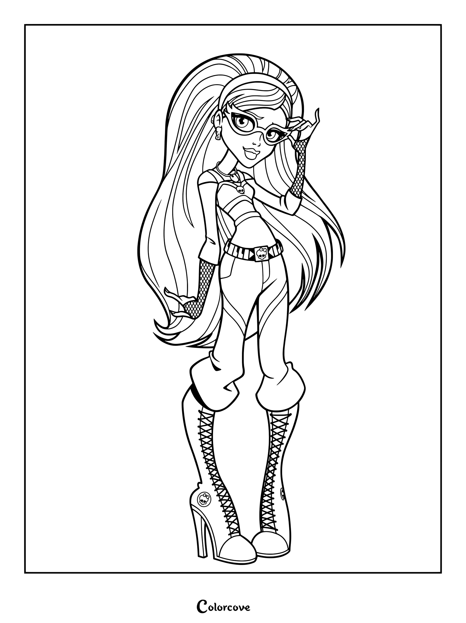 Página para colorear de fan art de Ghoulia Yelps de Monster High.