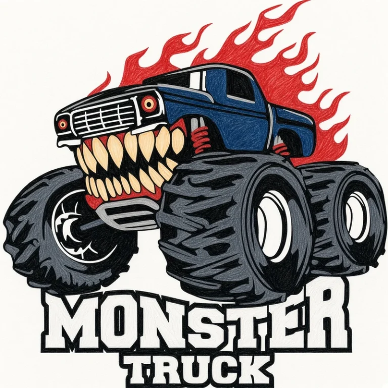 27 Monster Truck Coloring Pages: Crushing Action Sheets