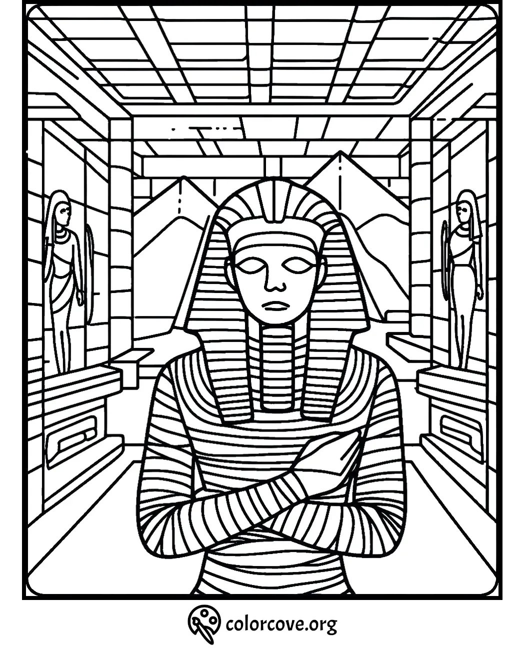 Ancient Egyptian Pharaoh Coloring Page - Free Printable | Egyptian History Art for Kids | Colorcove.org