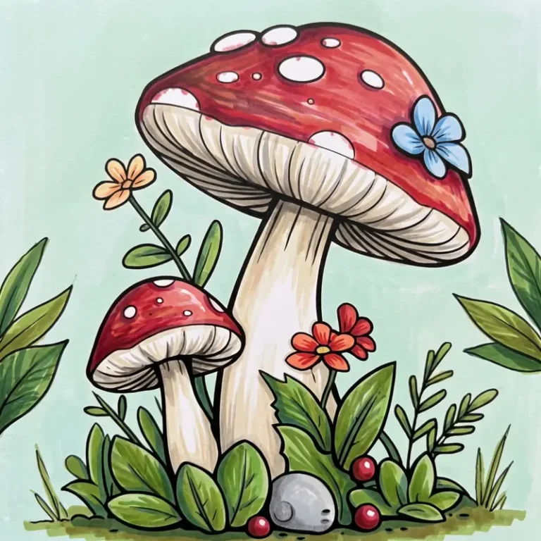 62 Mushroom Coloring Pages: Whimsical Forest Art Designs