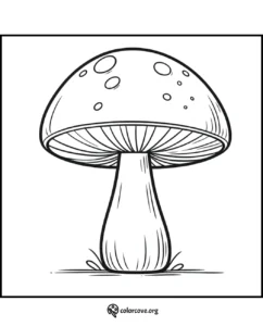 Mushroom coloring page for kids and adults, featuring detailed outlines of a mushroom for creative coloring fun.