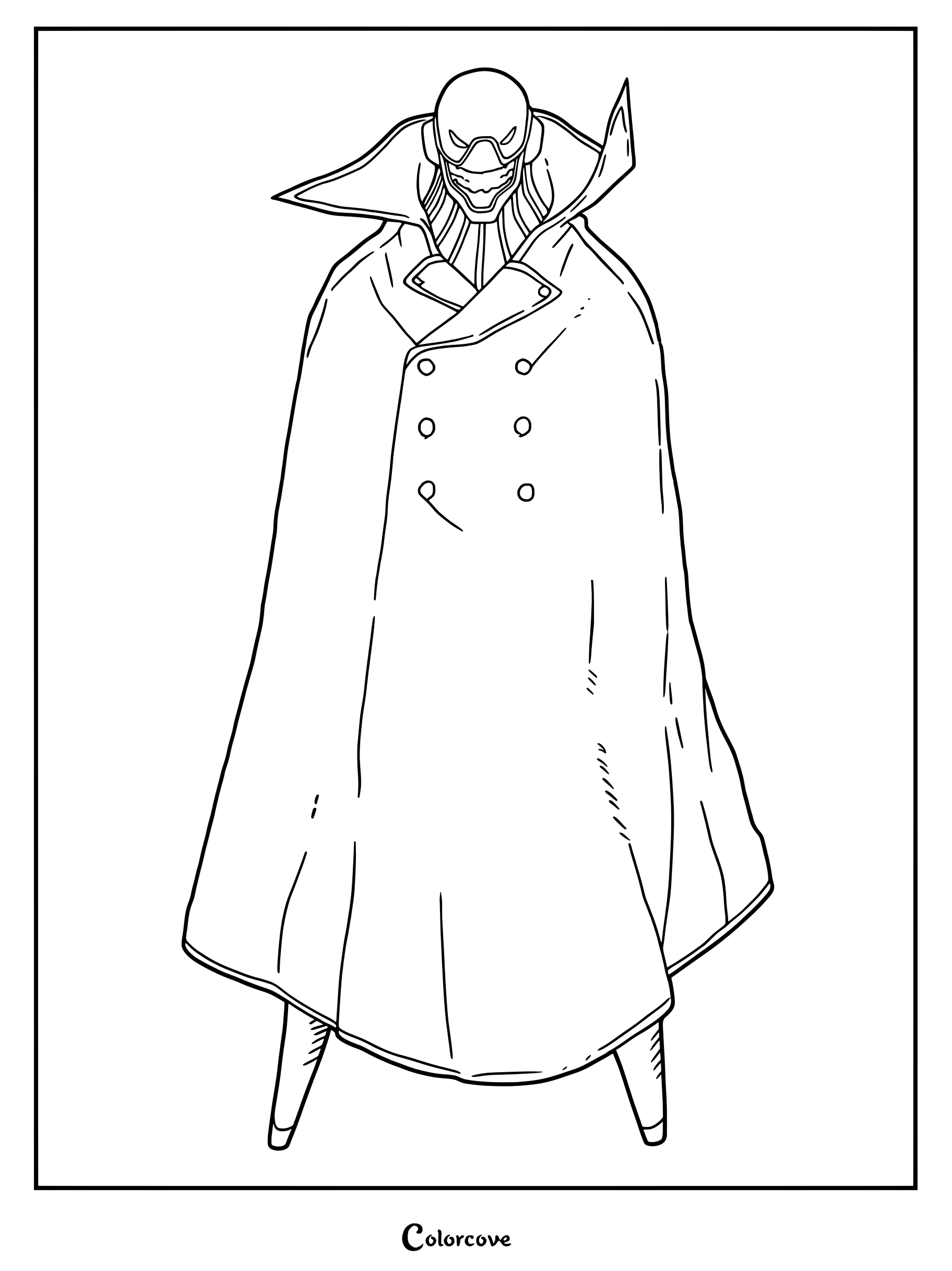 Ectoplasm wearing his signature trench coat and mask in this printable My Hero Academia coloring page.