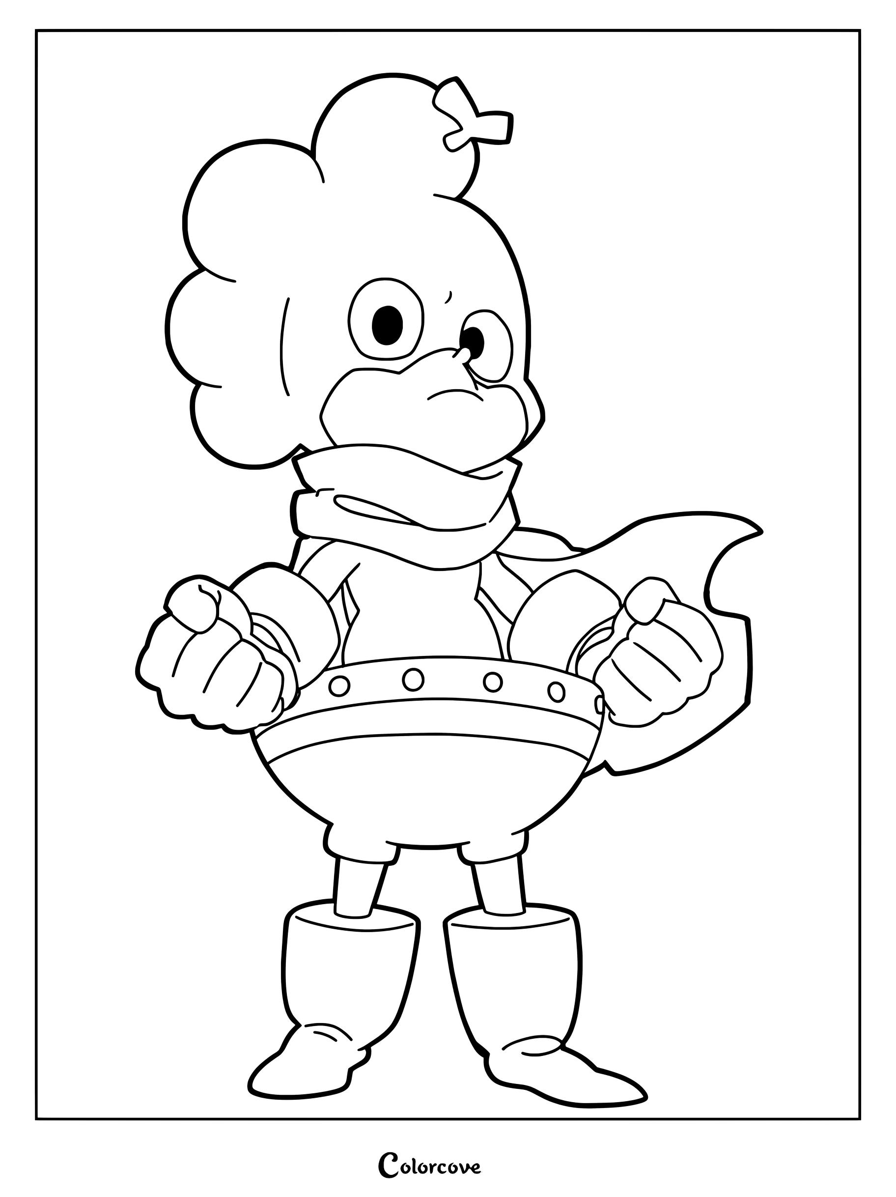 Minoru Mineta, also known as Grape Juice, standing in his hero costume for a printable coloring page.