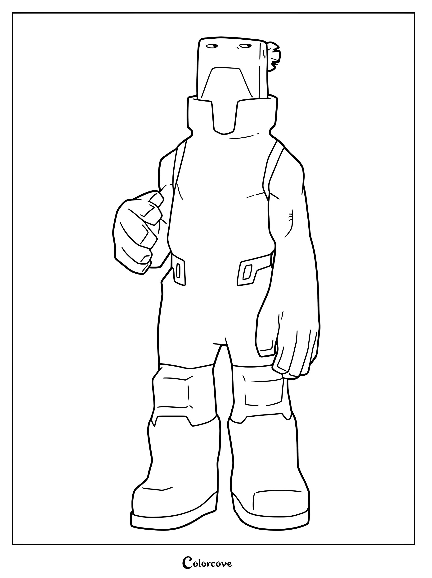Cementoss from My Hero Academia standing in a hero pose, detailed line art coloring page.