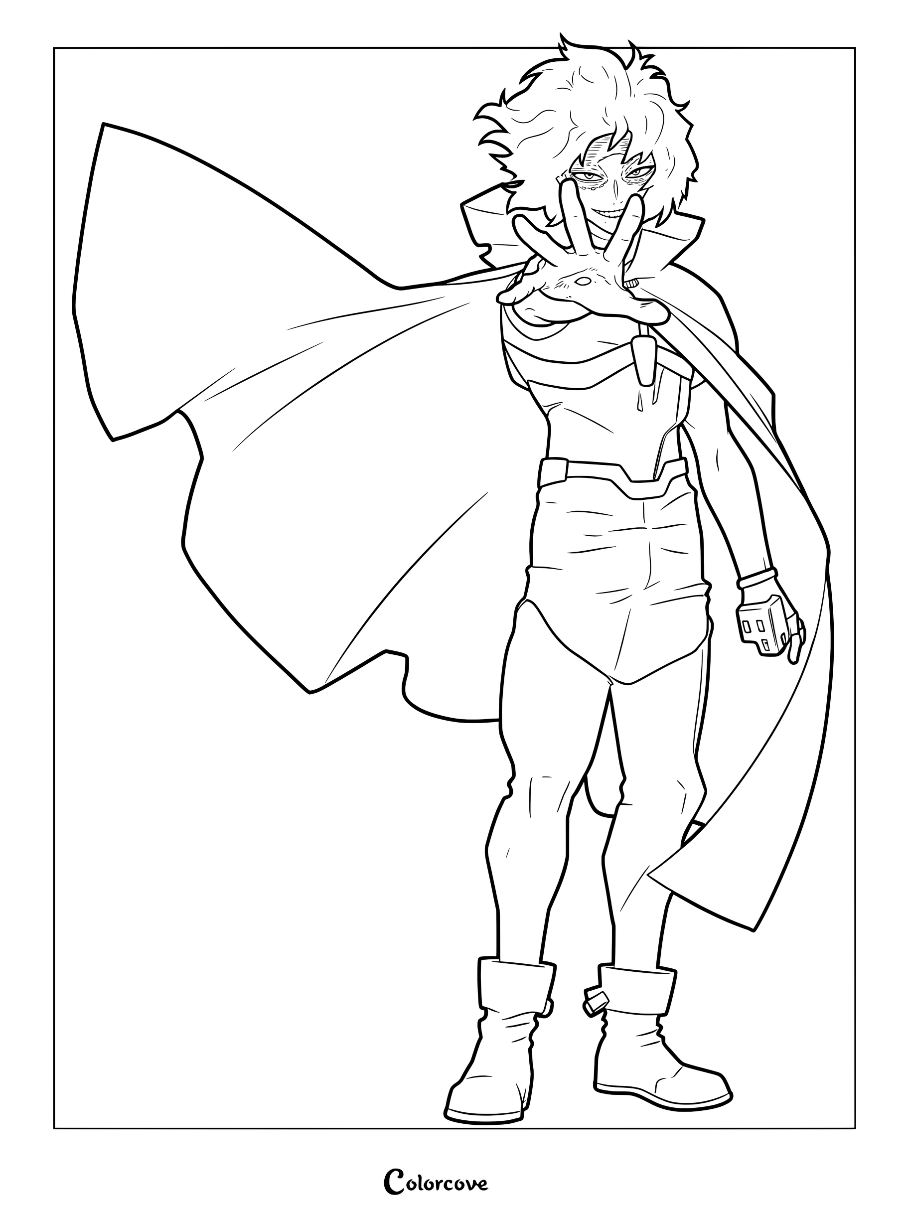 Tomura Shigaraki from My Hero Academia reaching out with his hand in this detailed printable coloring page.