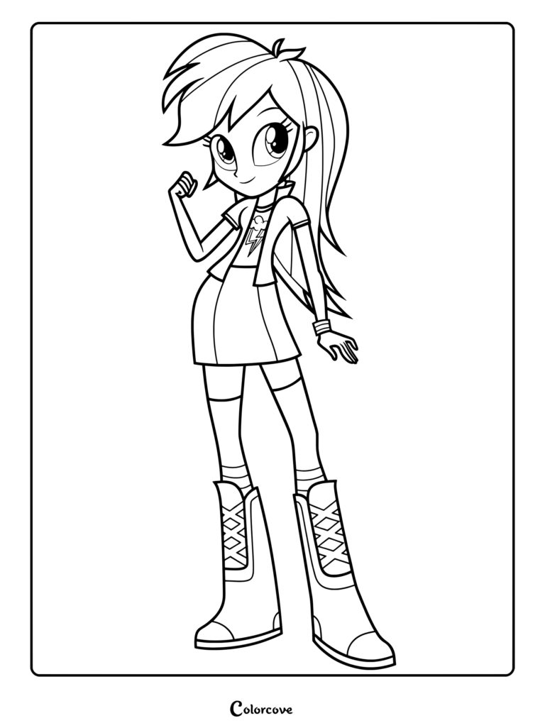 Coloriage de Rainbow Dash dans sa tenue quotidienne d'Equestria Girls
