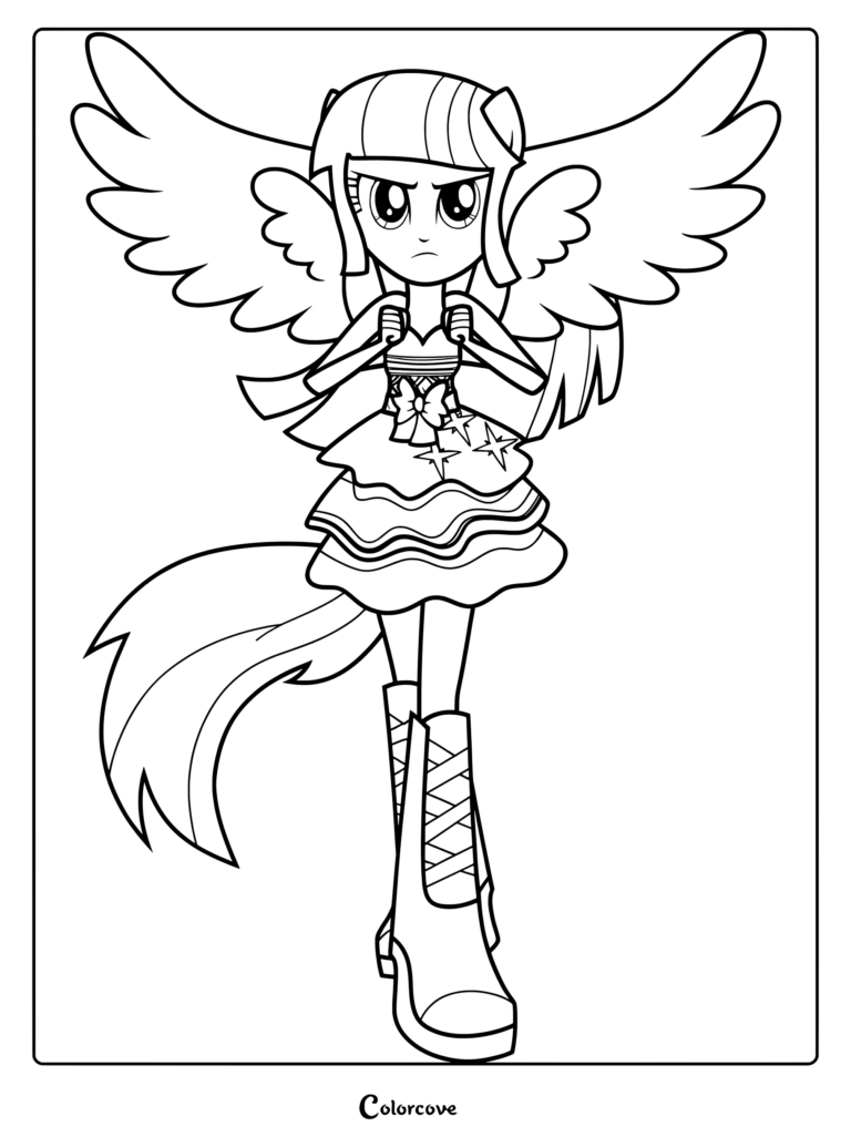 Twilight Sparkle de la franchise My Little Pony Equestria Girls dans un coloriage gratuit à imprimer