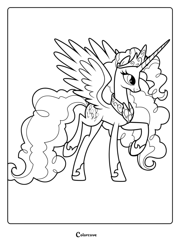 Coloriage de Chaos Princess Pinkie Pie, une variante de personnage de la franchise My Little Pony