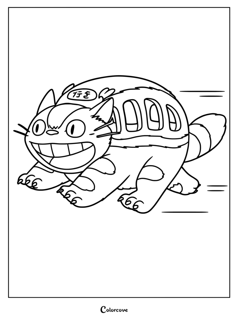 Página para colorear del Gatobús de Mi Vecino Totoro