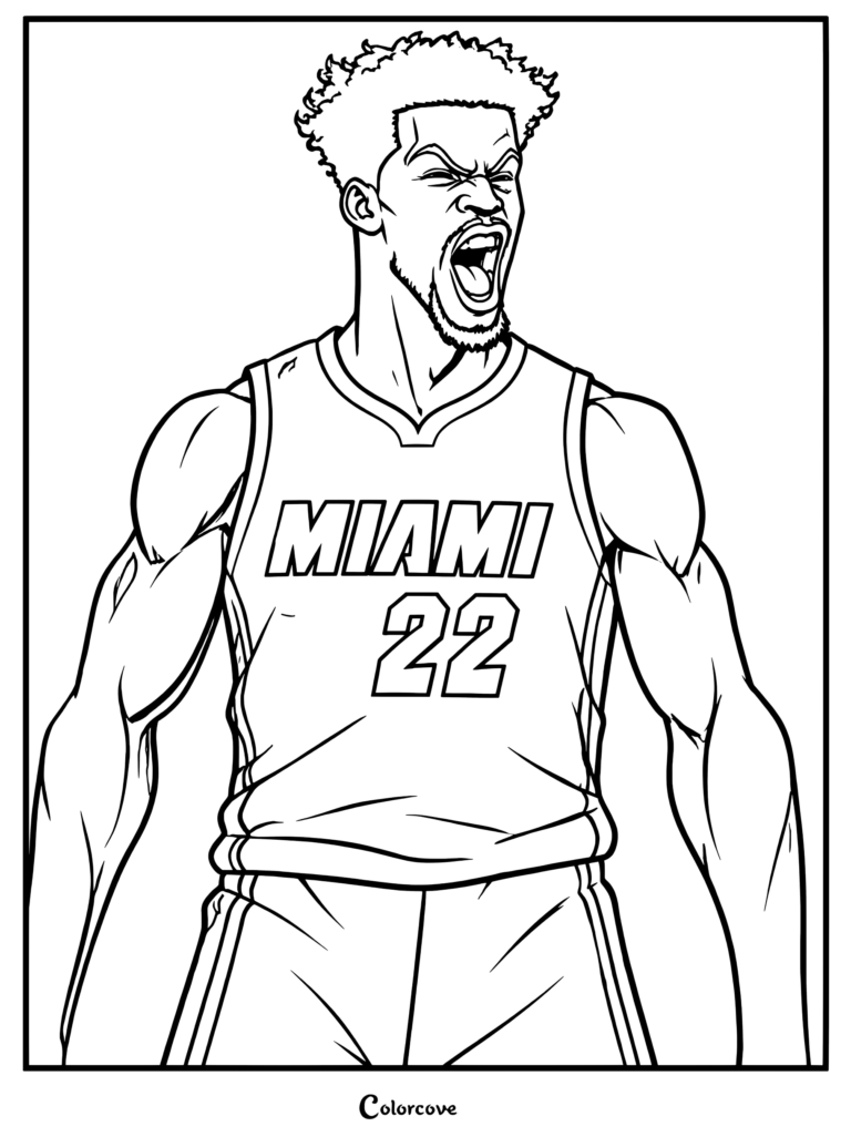 Jimmy Butler screams passionately while wearing his Miami Heat basketball jersey.