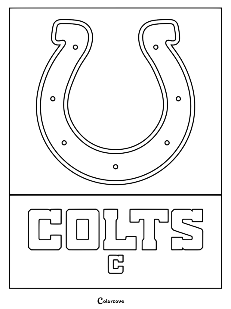 Dibujo de Indianapolis Colts con el logotipo de la herradura y el texto del equipo de la NFL.
