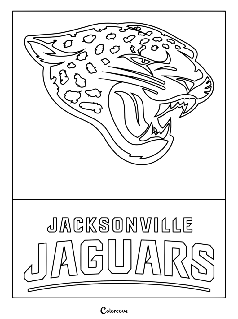 Dibujo de la NFL de Jacksonville Jaguars con el logotipo del jaguar rugiendo y el texto del nombre del equipo