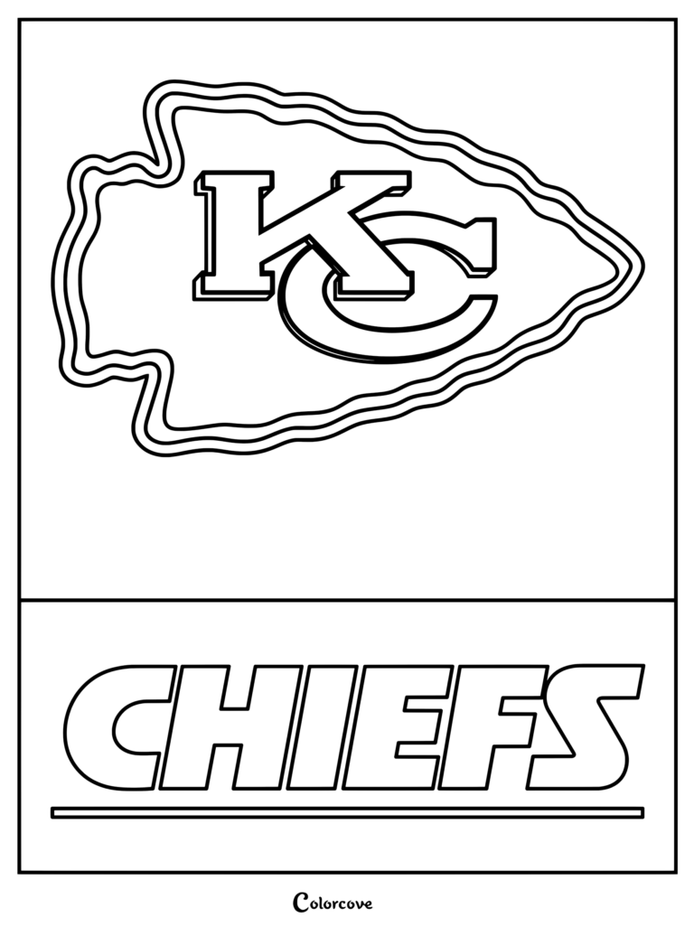 Dibujo de la NFL imprimible con el logotipo de la punta de flecha de los Kansas City Chiefs y el nombre del equipo.