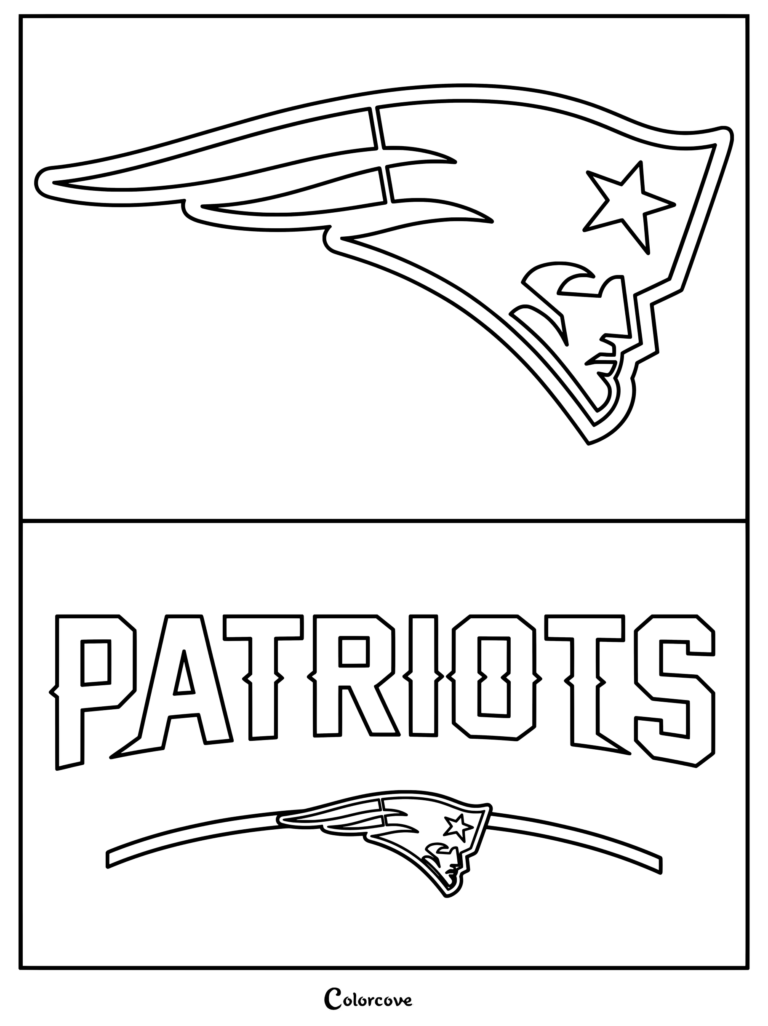 Dibujo de New England Patriots para los fanáticos de la NFL con el logotipo y el texto del equipo.