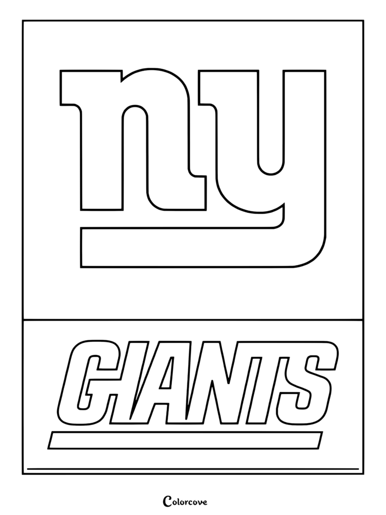 Dibujo de New York Giants para colorear, con el logotipo y el nombre del equipo de la NFL para que los niños pinten.