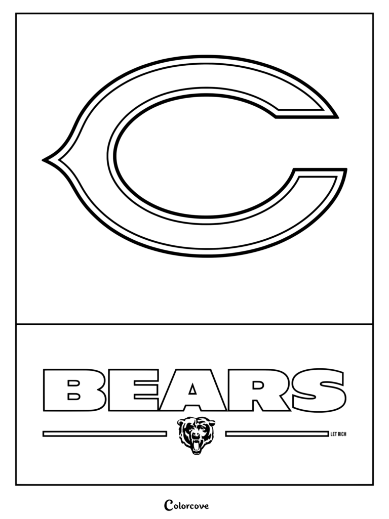 Dibujo del logotipo de Chicago Bears para colorear, con la identidad de marca del equipo para los fans de la NFL.