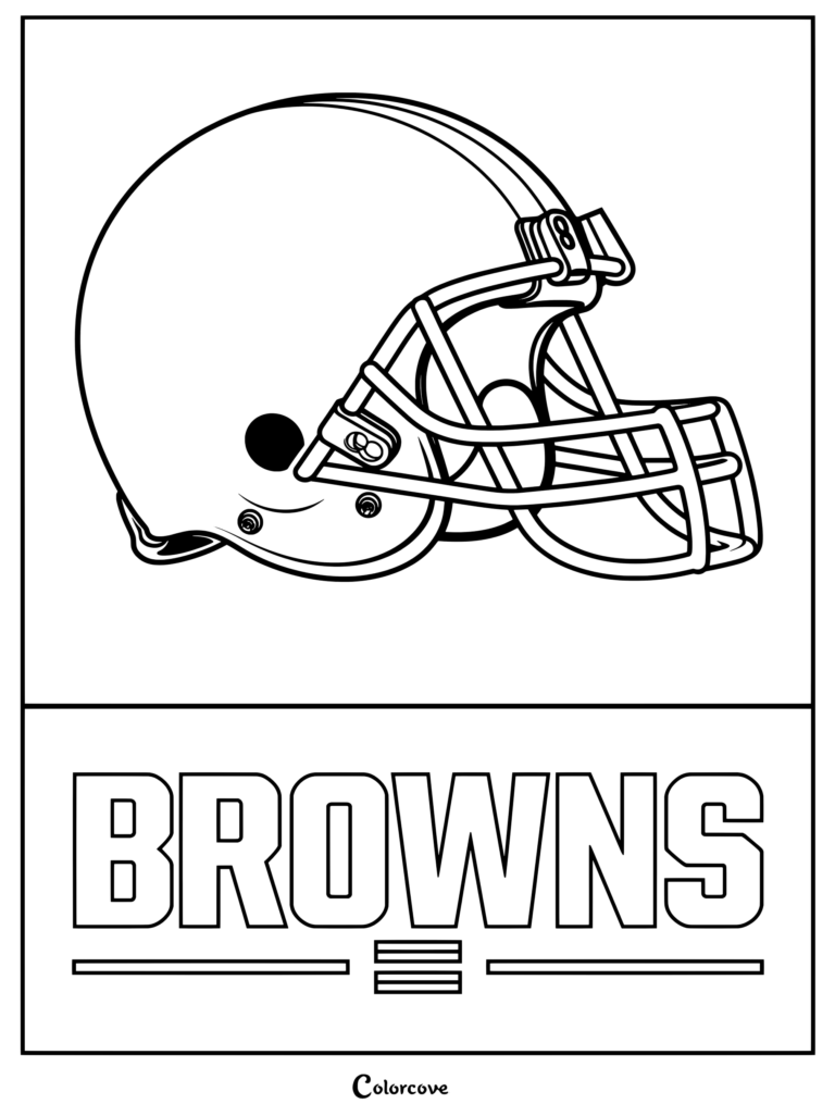 Dibujo de Cleveland Browns con un casco de fútbol americano detallado y letras llamativas del equipo para los fanáticos de la NFL.